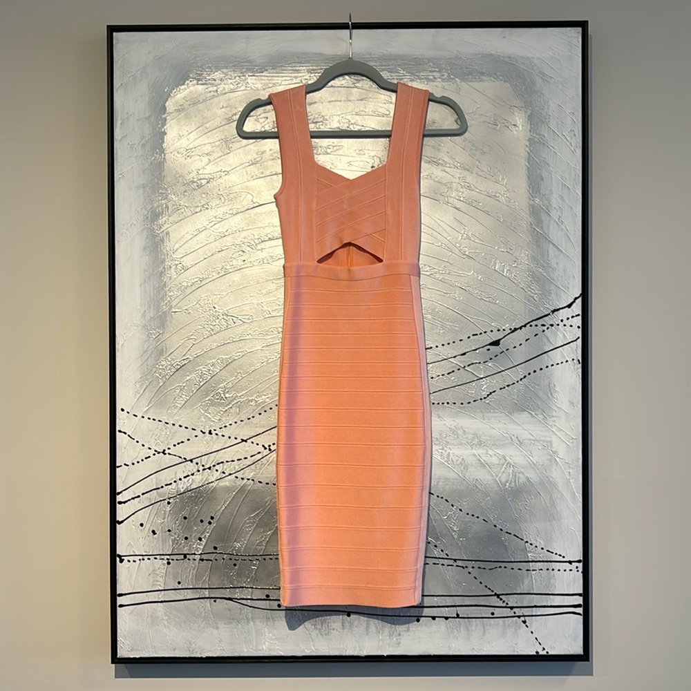 Marciano Sleeveless Bandage Bodycon Cut-Out Dress Size XS Salmon
